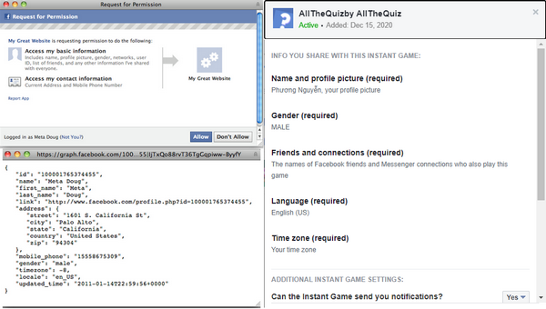 Các trường thông tin của người dùng Facebook có thể dễ dàng bị thu thập và sử dụng vào mục đích khác