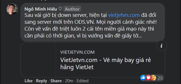 Sau khi bị đánh sập, trang web giả mạo Vietjet Air lại bất ngờ hồi sinh, Hieupc phát cảnh báo ẩn ý sẽ triệt luôn tên miền này! - Ảnh 1.
