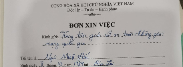 Ngô Minh Hiếu đã nhận được việc làm.