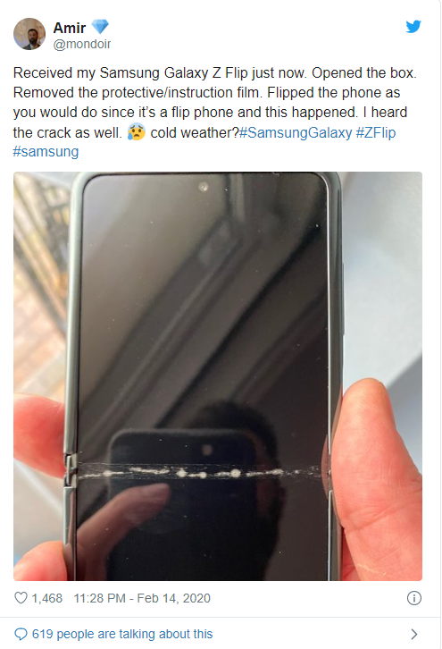 Vừa lên mạng kêu ca Galaxy Z Flip nứt vỡ khi đập hộp, người dùng được Samsung đổi trả máy mới tinh ngay hôm sau - Ảnh 1.