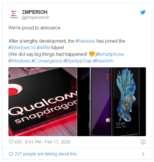 Emperion hé lộ chiếc smartphone đầu tiên trên thế giới dùng chip Snapdragon chạy Windows 10 - Ảnh 2.