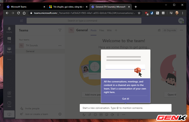 Phần nội dung trò chuyện được hỗ trợ đầy đủ tính năng, bao gồm cả tính năng tổ chức họp trực tuyến dạng video…