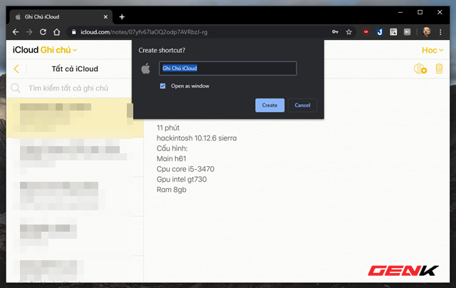 Nhập tên cho shortcut và đừng quên đánh dấu check vào ô 