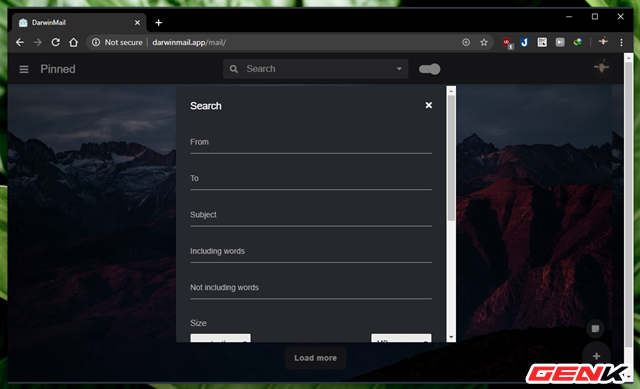 Tính năng tìm kiếm thư nâng cao.