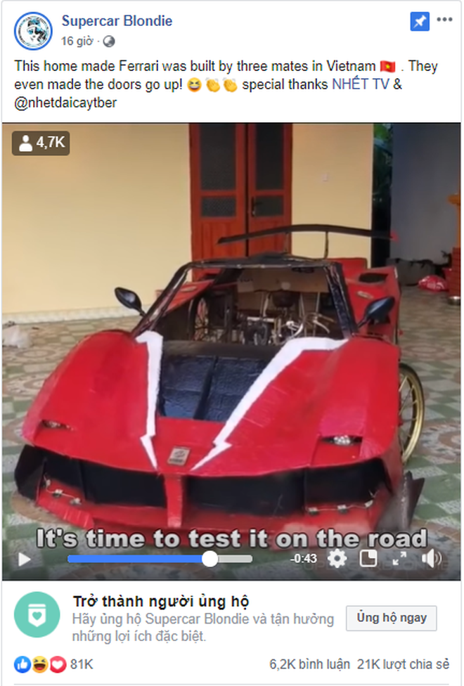 Báo Tây hứng thú khi thấy Youtuber Việt làm siêu xe Ferrari, Bugatti với giá vài triệu đồng - Ảnh 1.