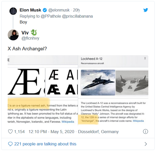 (Æ là chữ ghép của a-e trong tiếng Anh và được đọc là Ash. Còn A-12 là tên viết tắt của chiếc máy bay do thám siêu nhanh Lockheed A-12. Dự án chế tạo máy bay này còn tên mã nội bộ là Archangel.)