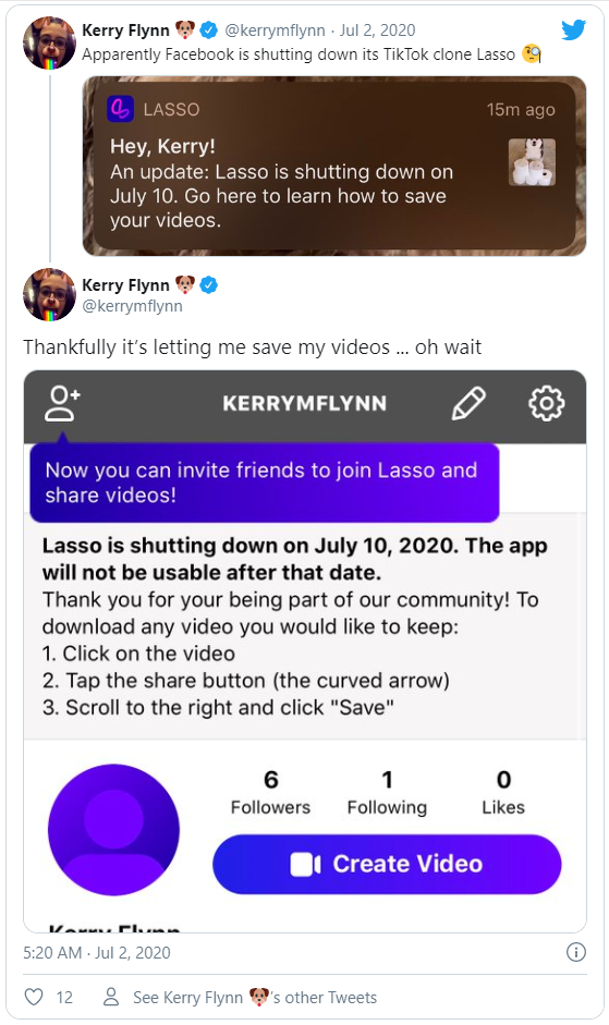 Lasso, ứng dụng nhái TikTok của Facebook, sắp đóng cửa - Ảnh 1.