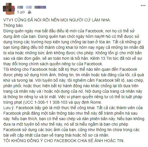 Cảnh báo: Facebook tự ý sử dụng ảnh của bạn... là thông tin giả - Ảnh 1.