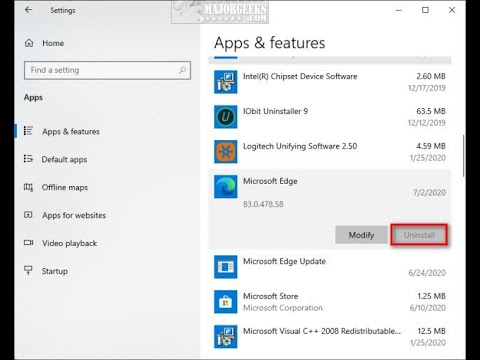 Không thể Uninstall trình duyệt Edge mới.