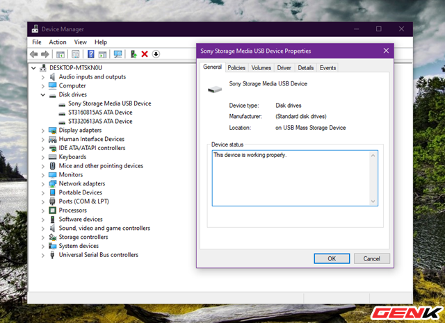 Đợi vài giây, hộp thoại Properties của ổ USB sẽ hiện ra.