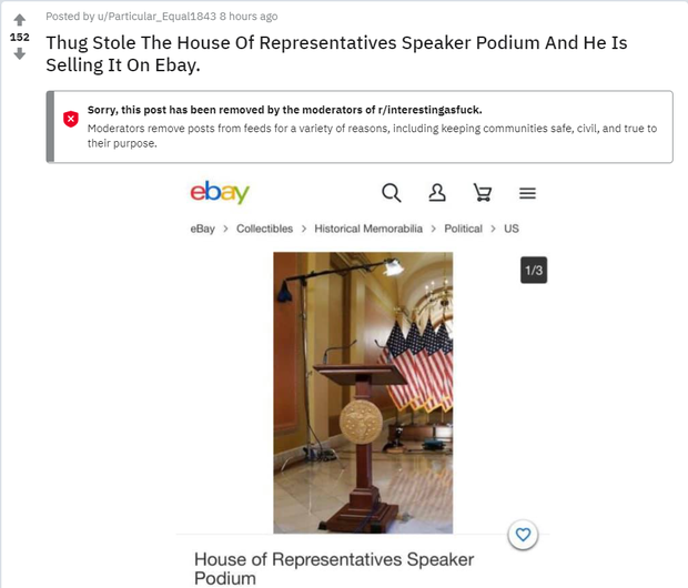 Hài hước: sau bạo động, bục phát biểu ở Điện Capitol được rao bán trên eBay với giá khủng, cộng đồng mạng đua nhau cà khịa - Ảnh 3.