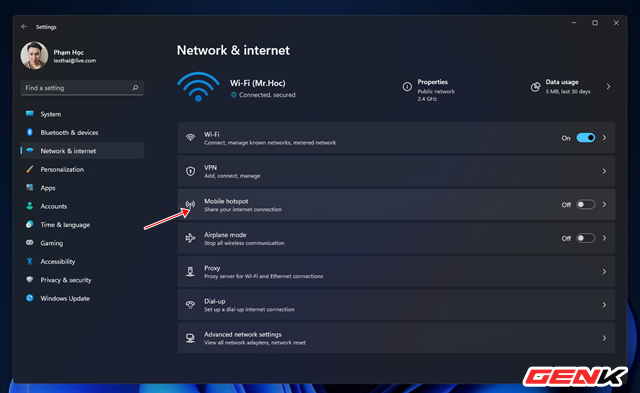 Turn your Windows 11 computer into a Wi-Fi hotspot for smartphones - Photo 3.