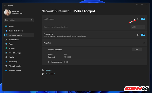 Turn your Windows 11 computer into a Wi-Fi hotspot for smartphones - Photo 7.