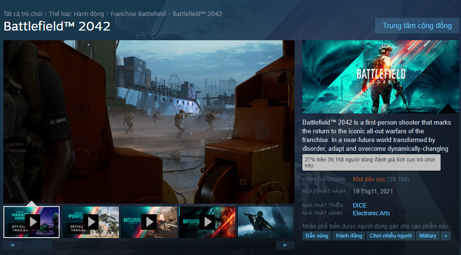 Vừa ra mắt, Battlefield 2042 đã lọt top những game nhận đánh giá tệ nhất Steam - Ảnh 2. Vừa ra mắt, Battlefield 2042 đã lọt top những game nhận đánh giá tệ nhất Steam - Ảnh 2.