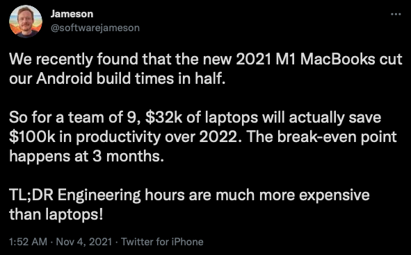MacBook Pro 2021 giúp nhóm phát triển ứng dụng tiết kiệm 100.000 USD/năm: Reddit, Uber, Twitter lũ lượt lên đời máy cho lập trình viên - Ảnh 2.