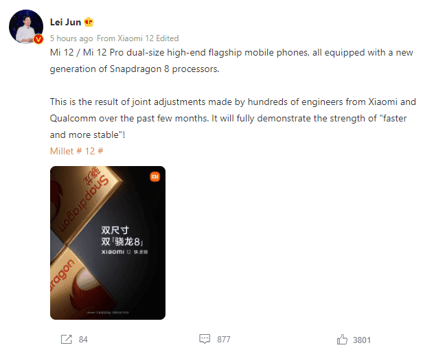 Sếp Xiaomi: Snapdragon 8 Gen 1 trên Xiaomi 12 &quot;nhanh hơn&quot; và &quot;ổn định hơn&quot; - Ảnh 1.