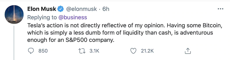 Elon Musk tiết lộ lý do Tesla đầu tư 1,5 tỷ USD vào Bitcoin - Ảnh 1. Elon Musk tiết lộ lý do Tesla đầu tư 1,5 tỷ USD vào Bitcoin - Ảnh 1.