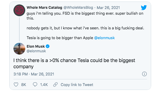  Elon Musk đã tweet rằng Tesla sắp vượt qua Apple để trở thành công ty giá trị nhất thế giới và sau đó nhanh chóng xóa nó - Ảnh 2.