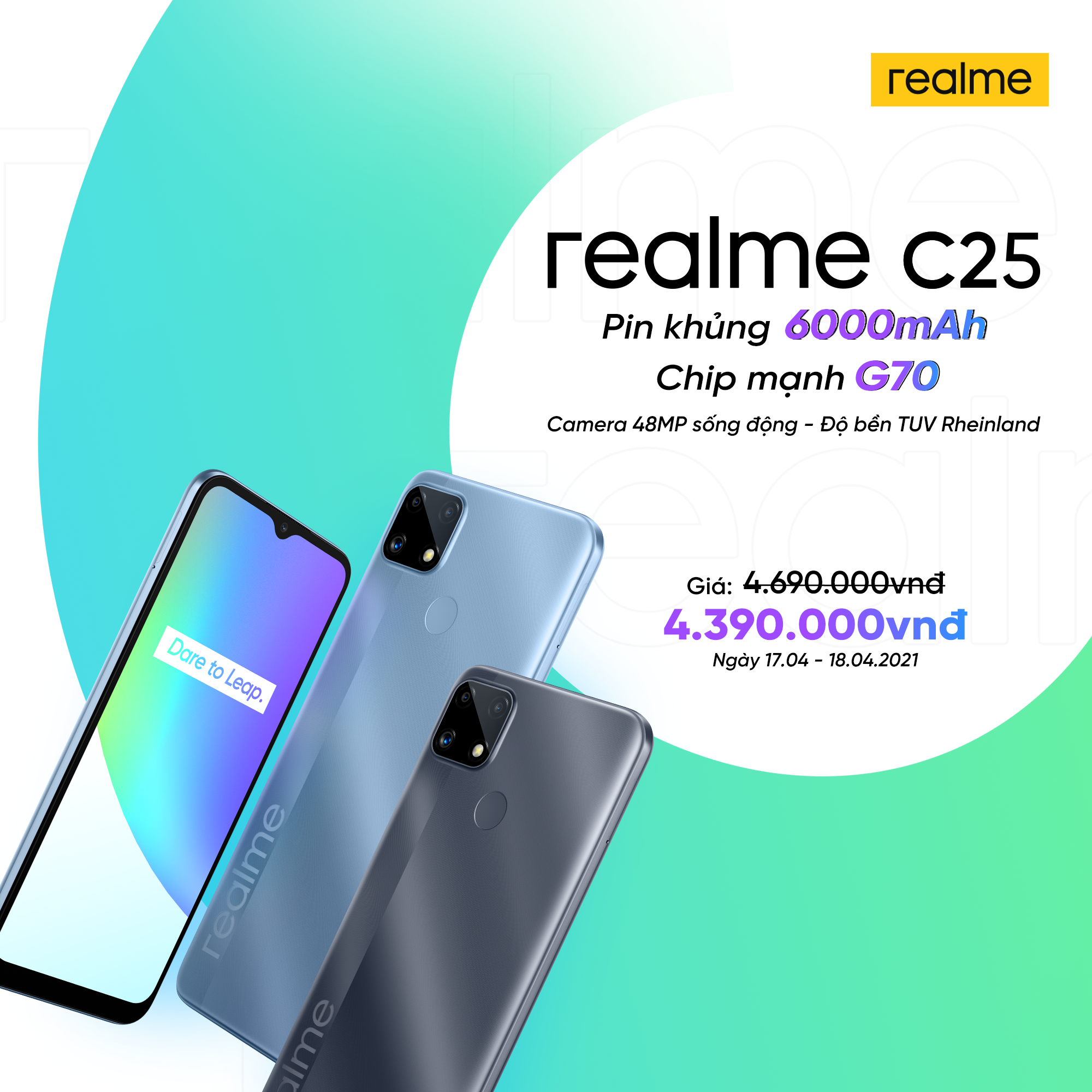 Realme C25 ra mắt tại VN: Thiết kế trẻ trung, cụm 3 camera 48MP, pin khủng 6000mAh, giá từ 4.69 triệu đồng - Ảnh 6.