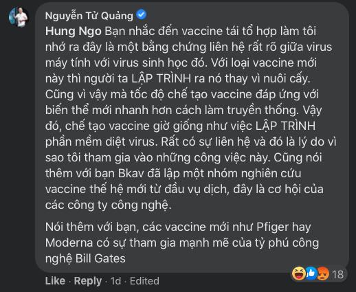 BS Nguyễn Huy Hoàng phản bác CEO BKAV Nguyễn Tử Quảng: Chế tạo vaccine giống phần mềm diệt virus là quan điểm phản khoa học - Ảnh 1.