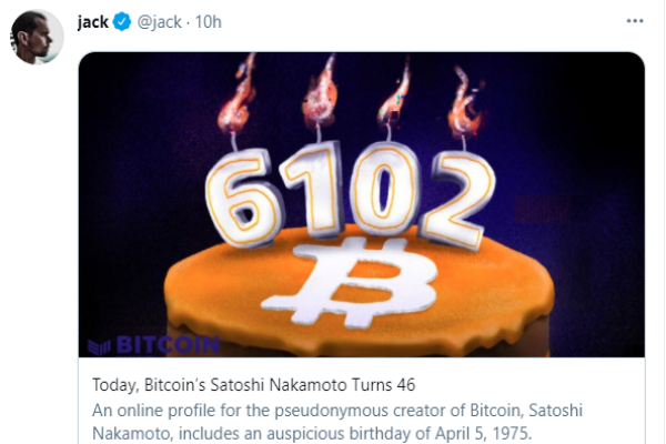 Động thái lạ của CEO Twitter trong ngày sinh nhật “cha đẻ Bitcoin” - Ảnh 2.