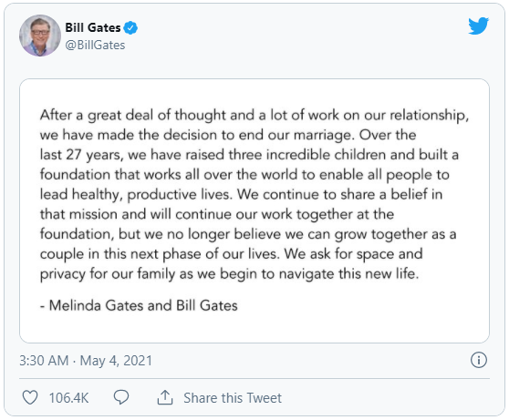 Sau 27 năm chung sống, vợ chồng Bill Gates bất ngờ li dị - Ảnh 1. Sau 27 năm chung sống, vợ chồng Bill Gates bất ngờ li dị - Ảnh 1.