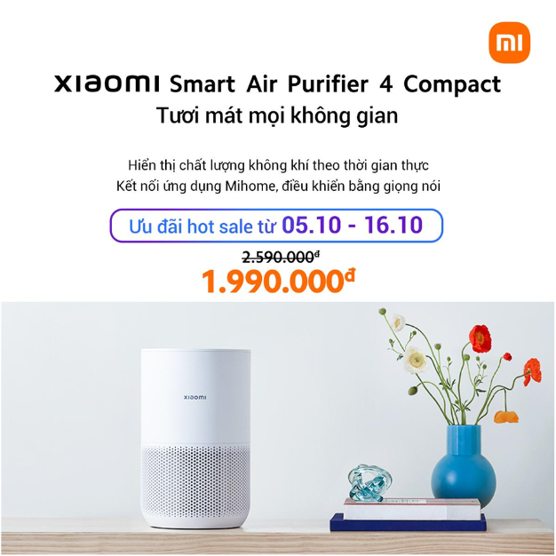 Máy lọc không khí Xiaomi Smart Air Purifier 4 Compact lọc sạch bụi mịn ưu việt - Ảnh 1.