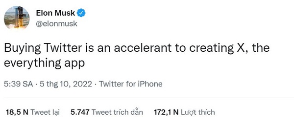 Elon Musk: Thỏa thuận mua lại Twitter sẽ mở đường cho 'siêu ứng dụng X' - Ảnh 1.