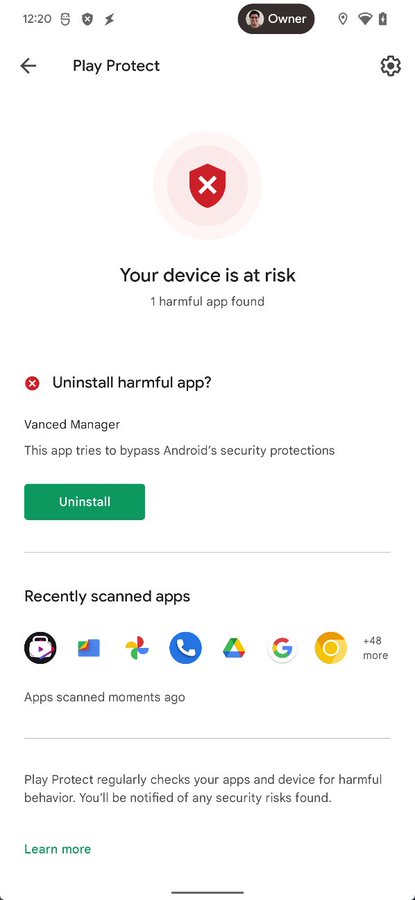 Vanced Manager is warned by Google Play Protect as a dangerous application - Photo 2.