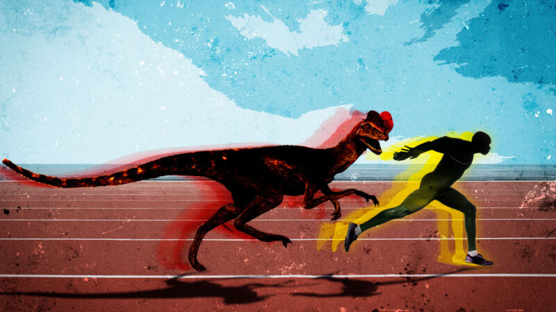 Usain Bolt competes with Dilophosaurus 2 crested dinosaur, who will win?  - Photo 1.