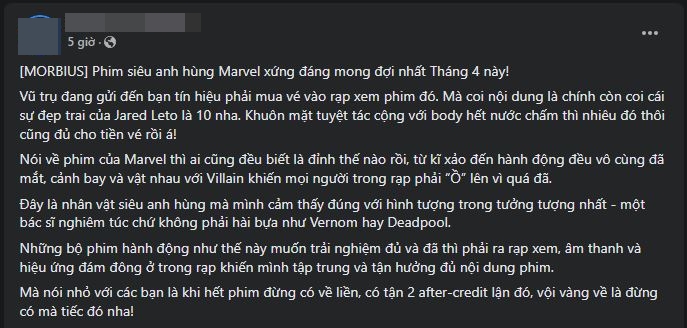 Bom tấn Marvel Morbius gây tranh cãi dữ dội: Người khen cực phẩm, kẻ mỉa mai dở tệ, lịch sử Venom lặp lại ư? - Ảnh 8.