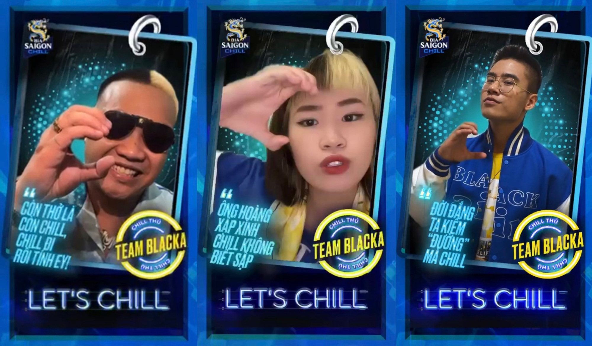 3 famous Vietnamese rappers Blacka, Tia, Ricky Star with the message 
