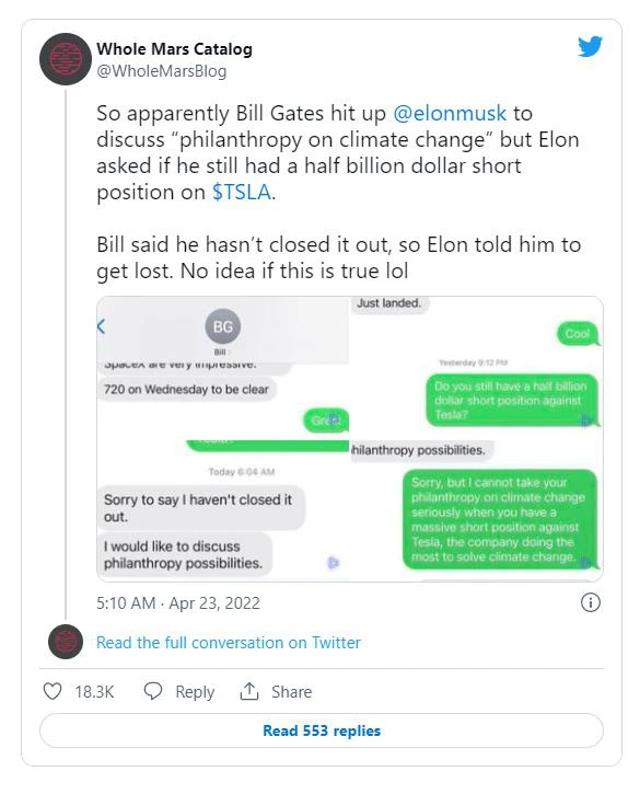 Elon Musk mocked Bill Gates on Twitter again, refusing to cooperate because Gates planned to short sell Tesla shares - Photo 2.