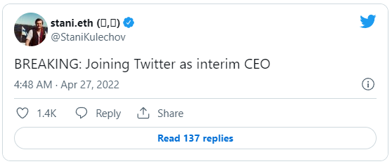 Dòng tweet hé lộ chân dung &quot;CEO tạm quyền&quot; của Twitter - Ảnh 1.