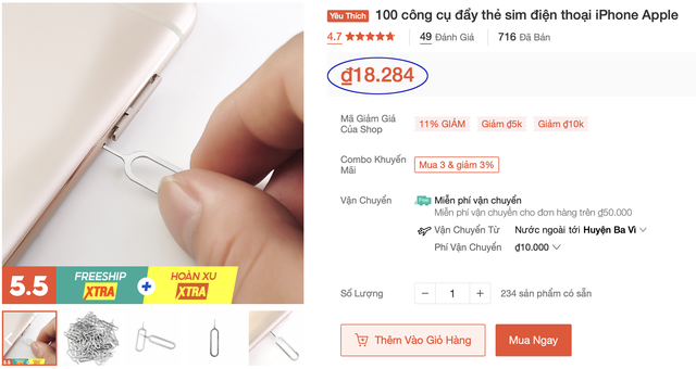 Góc làm giàu không khó: Sau iGiẻ giá 500.000 đồng, Apple tiếp tục bán que chọc SIM giá 100.000 đồng - dân mạng kháo nhau: Tiền đó lên Shoppe mua được lô 500 chiếc - Ảnh 2.