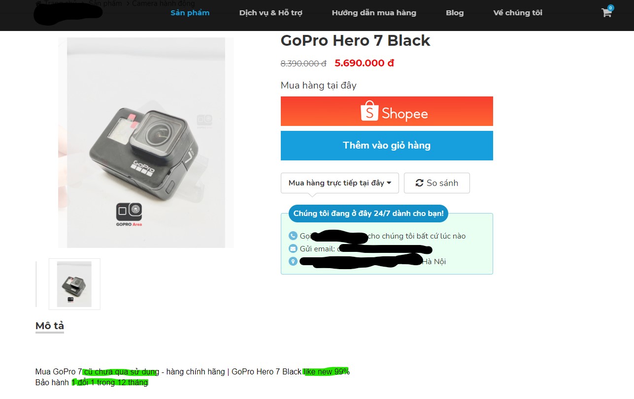 Camera Camera GoPro Hero 8 Black - Chính hãng FPT giá rẻ - Hoàng Hà Mobile