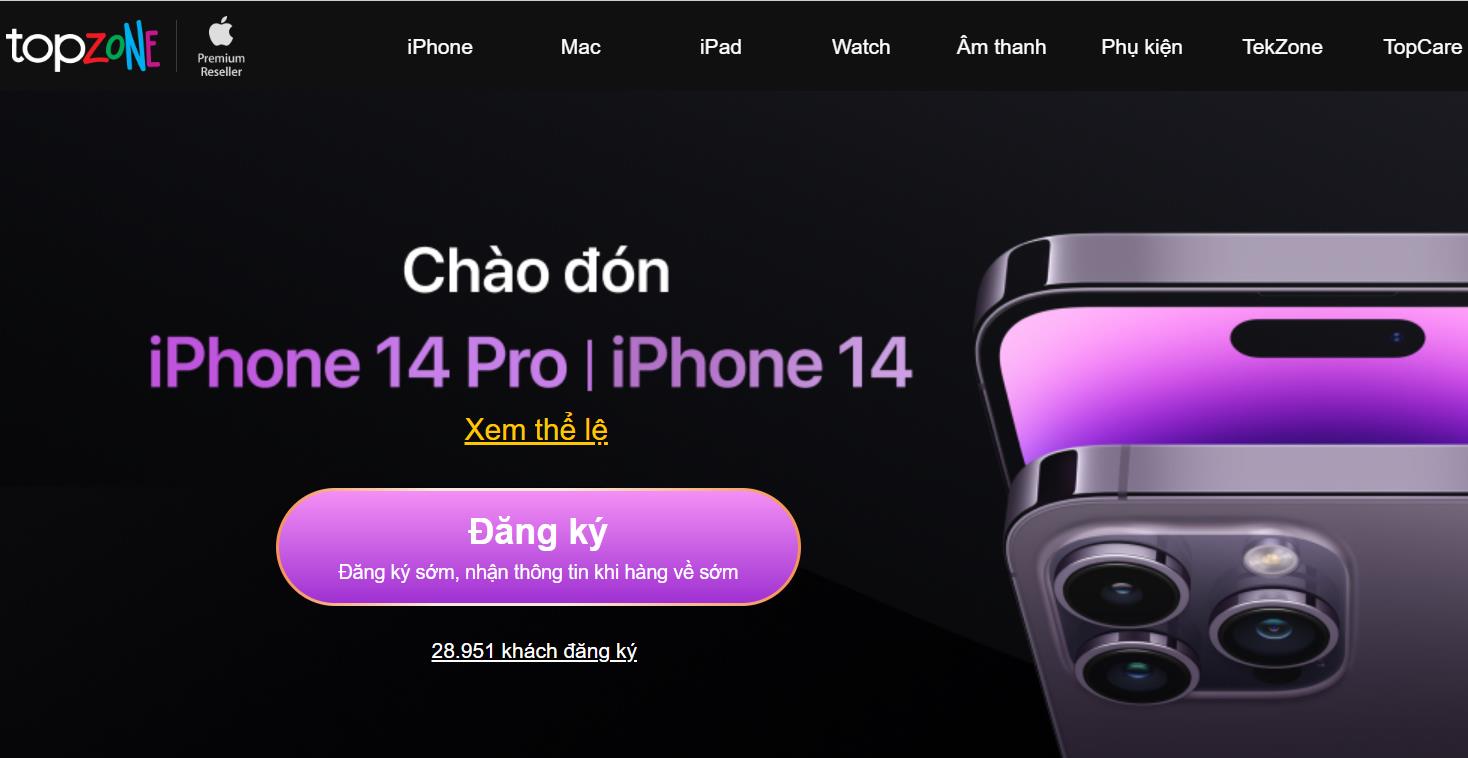 Website TopZone nóng từng giây với gần 30.000 lượt đăng ký mua iPhone 14 - Ảnh 1.