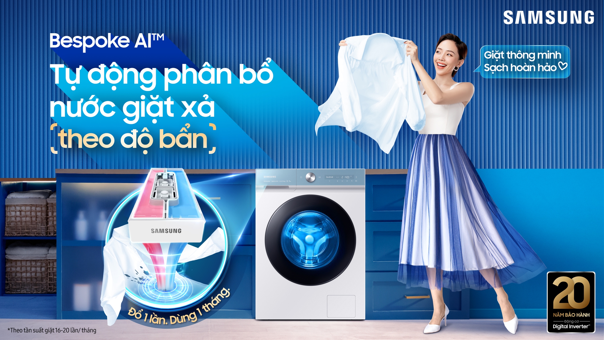 Máy giặt thông minh Samsung Bespoke AI ra mắt: Vừa phân biệt chất liệu vải, vừa tự động tính lượng nước giặt - Ảnh 1.