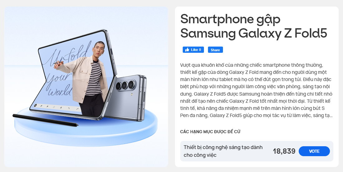 Đánh bại cả laptop và máy tính bảng, smartphone gập Samsung Galaxy Z Fold5 thắng giải Thiết bị công nghệ sáng tạo cho công việc - Ảnh 2.