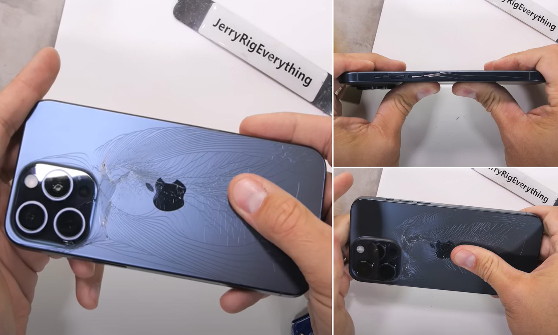 Thí nghiệm chứng minh độ bền của bộ khung titan iPhone 15 Pro Max: thả rơi 100 lần không hỏng, 45kg đè lên không gãy - Ảnh 1.