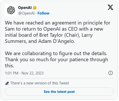 Cái kết có hậu cho drama tại OpenAI: Sam Altman trở lại làm CEO- Ảnh 2.