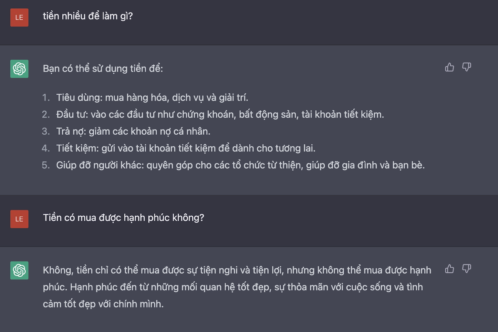 ''Ngã ngửa'' trước khả năng trả lời các câu hỏi siêu hóc búa về tiền của ChatGPT: Tiền nhiều để làm gì? Lương 5 triệu sao mua được nhà? - Ảnh 2.