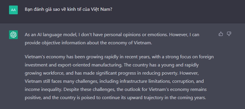 Chatbot siêu AI ChatGPT nói gì về việc Việt Nam sẽ trở thành “con hổ” của châu Á? - Ảnh 3.