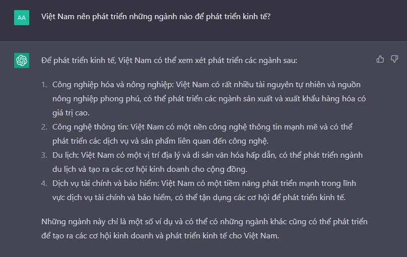 Chatbot siêu AI ChatGPT nói gì về việc Việt Nam sẽ trở thành “con hổ” của châu Á? - Ảnh 2.