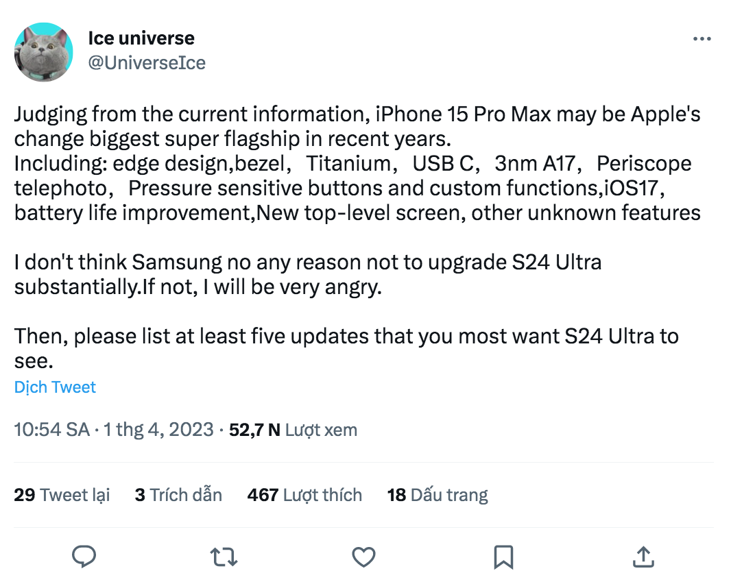 Tổng hợp về iPhone 15 Pro Max, Samsung sắp tới không nâng cấp mạnh thì hãy dè chừng - Ảnh 1.