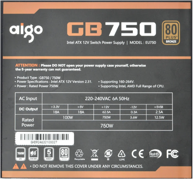 AIGO Bronze GB750 – Nguồn máy tính tầm trung đáng mua 2023 - Ảnh 2.