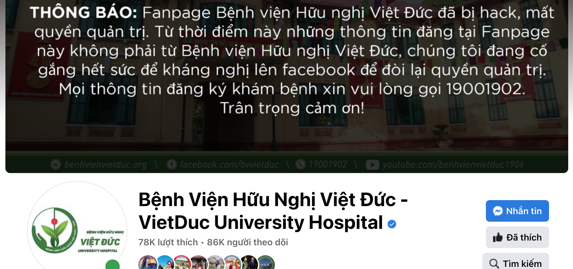 Fanpage có tích xanh của Bệnh viện Việt Đức bị hacker tấn công - Ảnh 1.