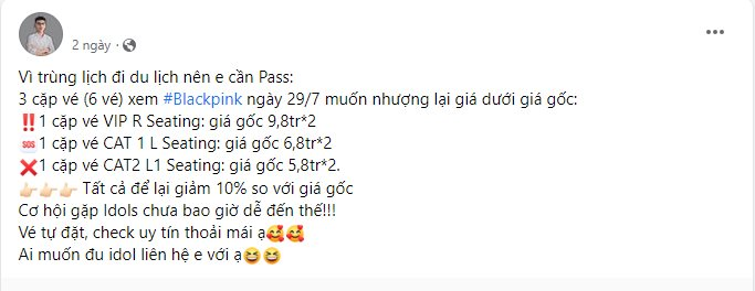 Đua nhau rao bán vé BlackPink: Giảm 10% so với giá gốc, cam kết ship tận nơi hoặc trao vé tại sân vận động để đảm bảo không bị lừa - Ảnh 2.