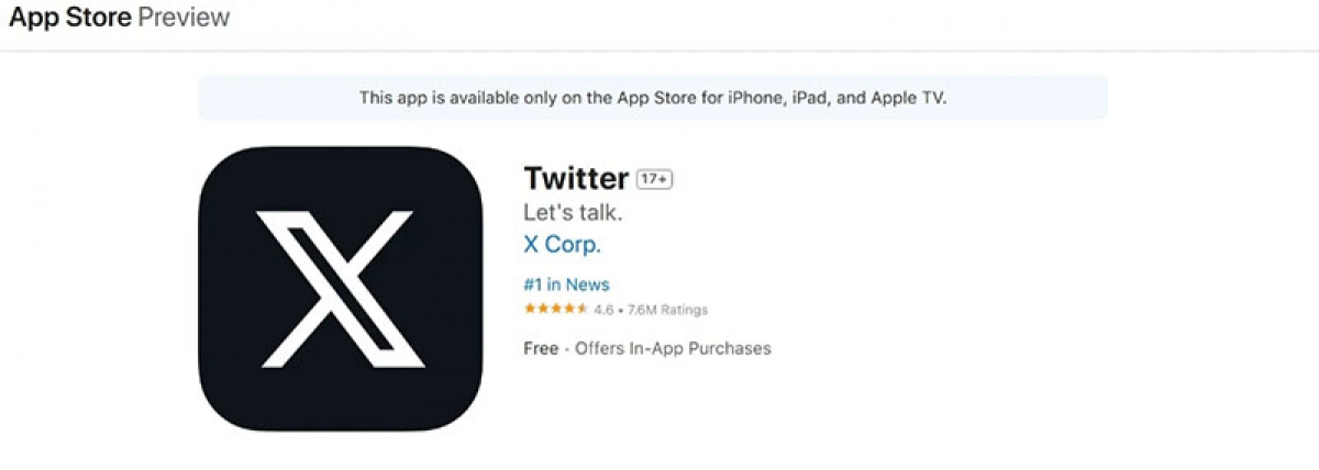 Apple không cho phép Twitter đổi thành “X” trên App Store - Ảnh 2.