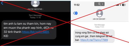 Tiếp tục ghi nhận các phản ánh những tin nhắn mời chào dịch vụ “nhạy cảm” - Ảnh 1.